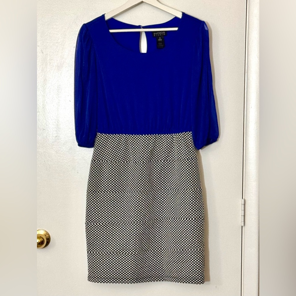 Enfocus Studio - Blue and Black Patterned Dress